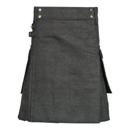 Black Denim Kilt for Men