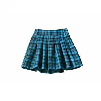 womens blue and black checkered mini kilt