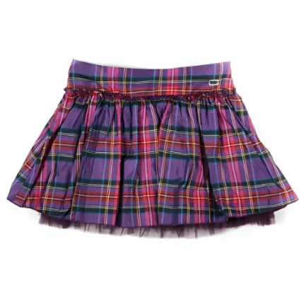 womens purple tartan mini kilt with pleats