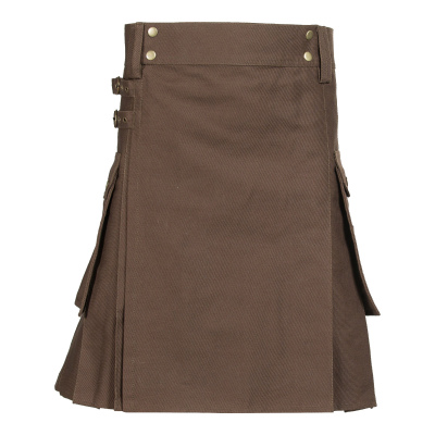 Kilts for Men - Brown Modern Utility Kilt with Cargo Pockets