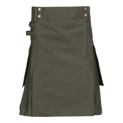 Kilts for Men - Olive Green Utility Kilt with Cargo Pockets