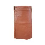 Luxurious Brown Leather Kilt with Smooth Front Design
