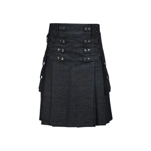 womens stylish black denim kilt