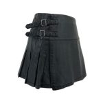 Modern Black Short Leather Kilt with Adjustable Side Straps - Image 2