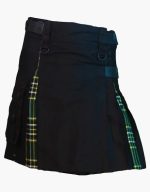 Women’s Black and Green Irish Tartan Hybrid Kilt with Utility Pockets