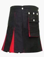 Women’s Black and Red Hybrid Mini Kilt with Detachable Pocket