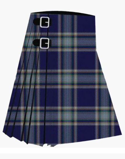 Classic Brady Caitlin Tartan Kilt in Navy and Grey Plaid Design