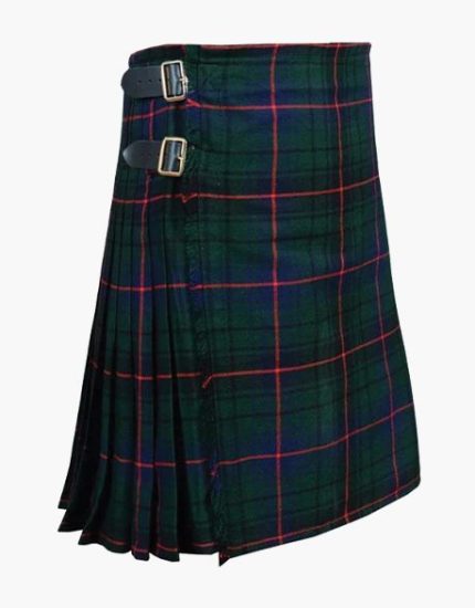 Classic Davidson Modern Tartan Kilt in Green, Navy, and Red Plaid