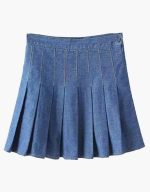 Women’s Blue Denim Pleated Mini Kilt