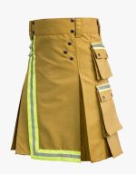 Men's Tan Firefighter Cargo Kilt