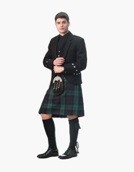 Mens Argyle Black Watch Tartan Kilt Outfit