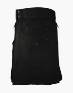 Women’s Modern Black Utility Kilt with Decorative Front and Side Pockets