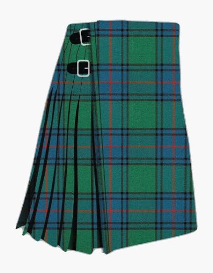 Traditional Shaw Green Ancient Clan Tartan Kilt in Green and Blue Plaid